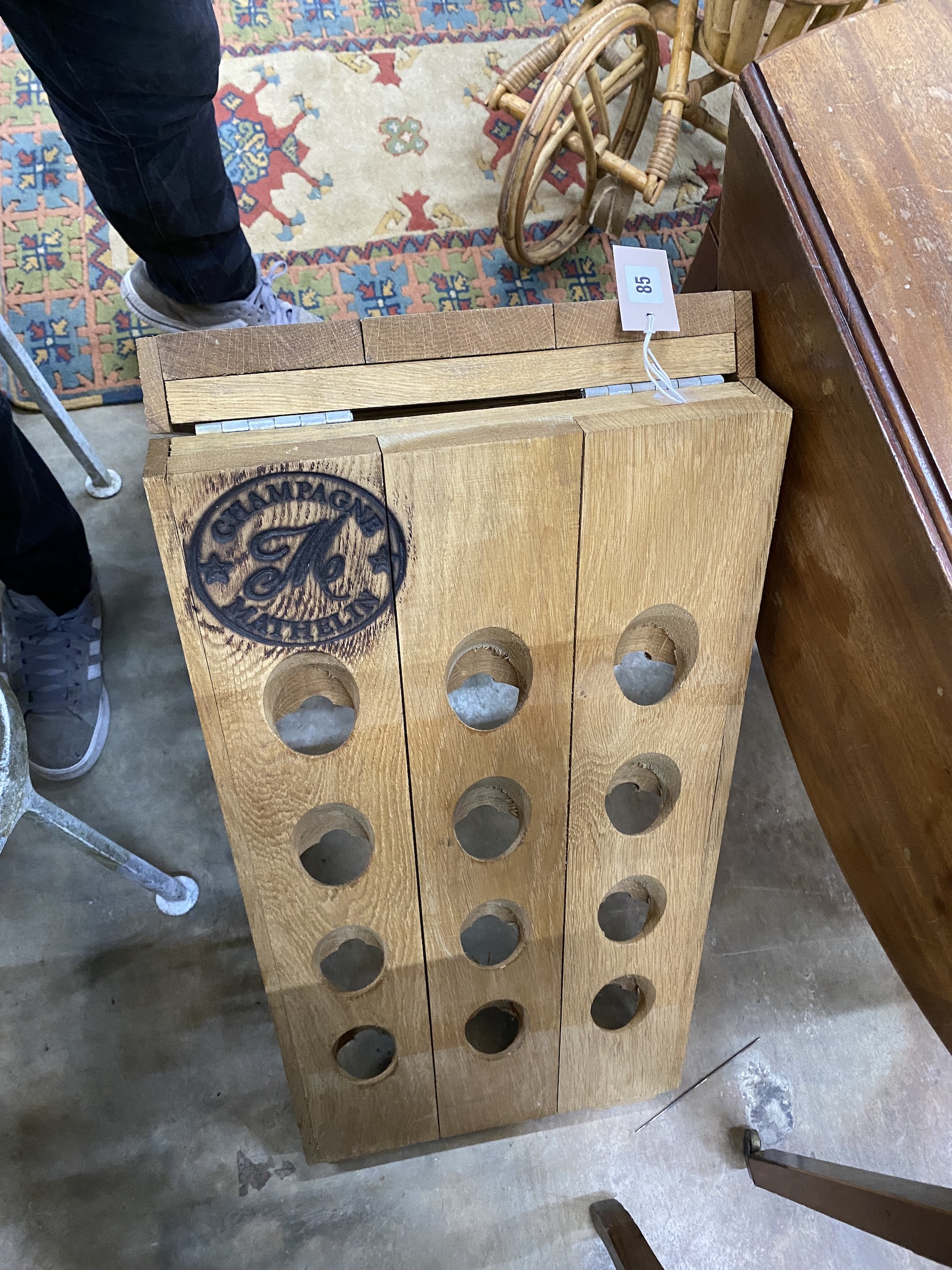 An oak Champagne Mathelin ridding rack, height 64cm